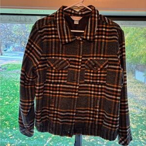 Christopher & Banks Black and Brown Plaid Women's Jacket